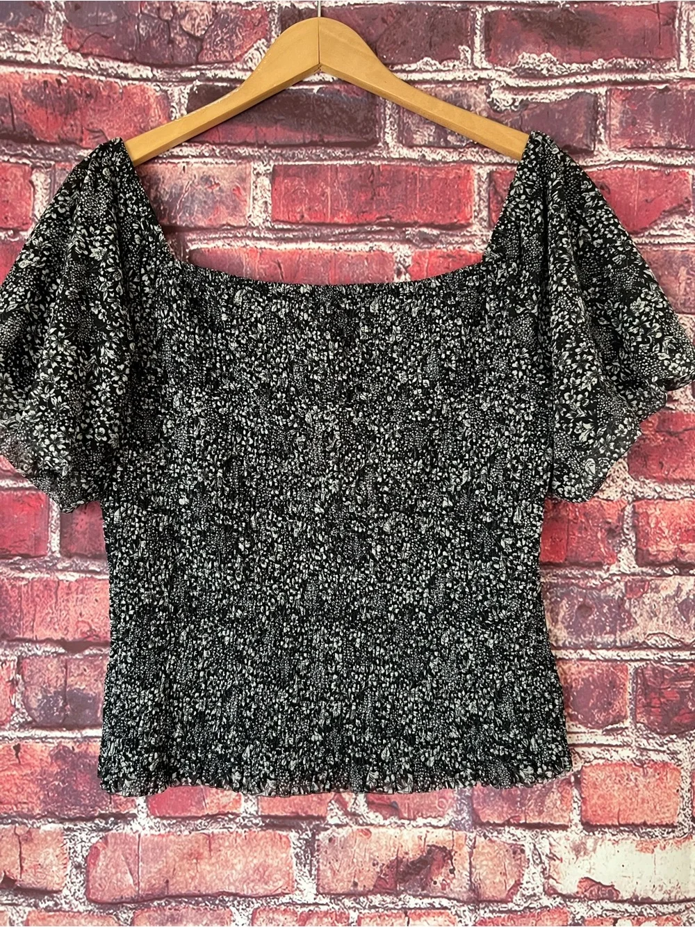 Anthropologie Aurelia Smocked Floral Puff Sleeve Top